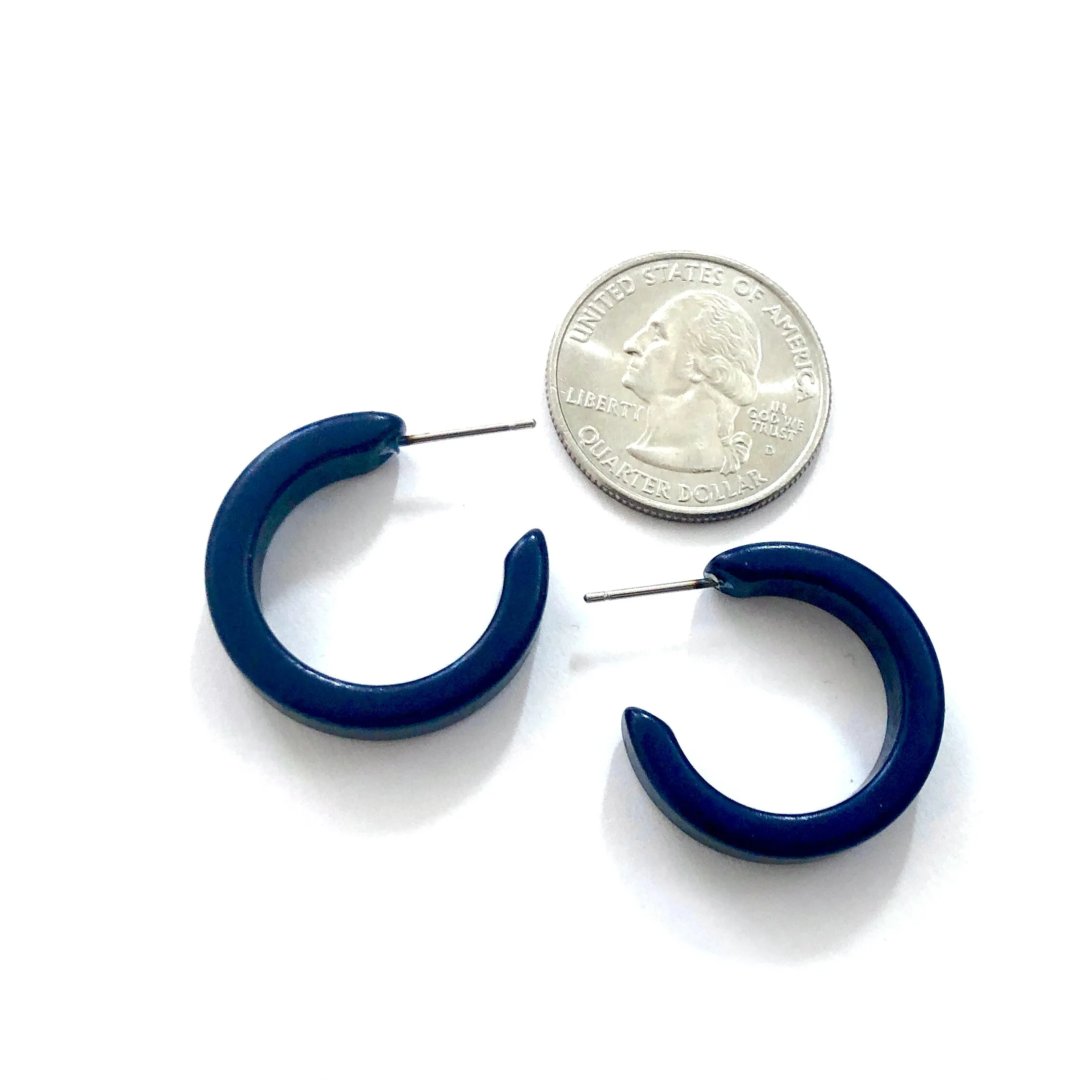 Navy Blue Mini Classic Hoop Earrings