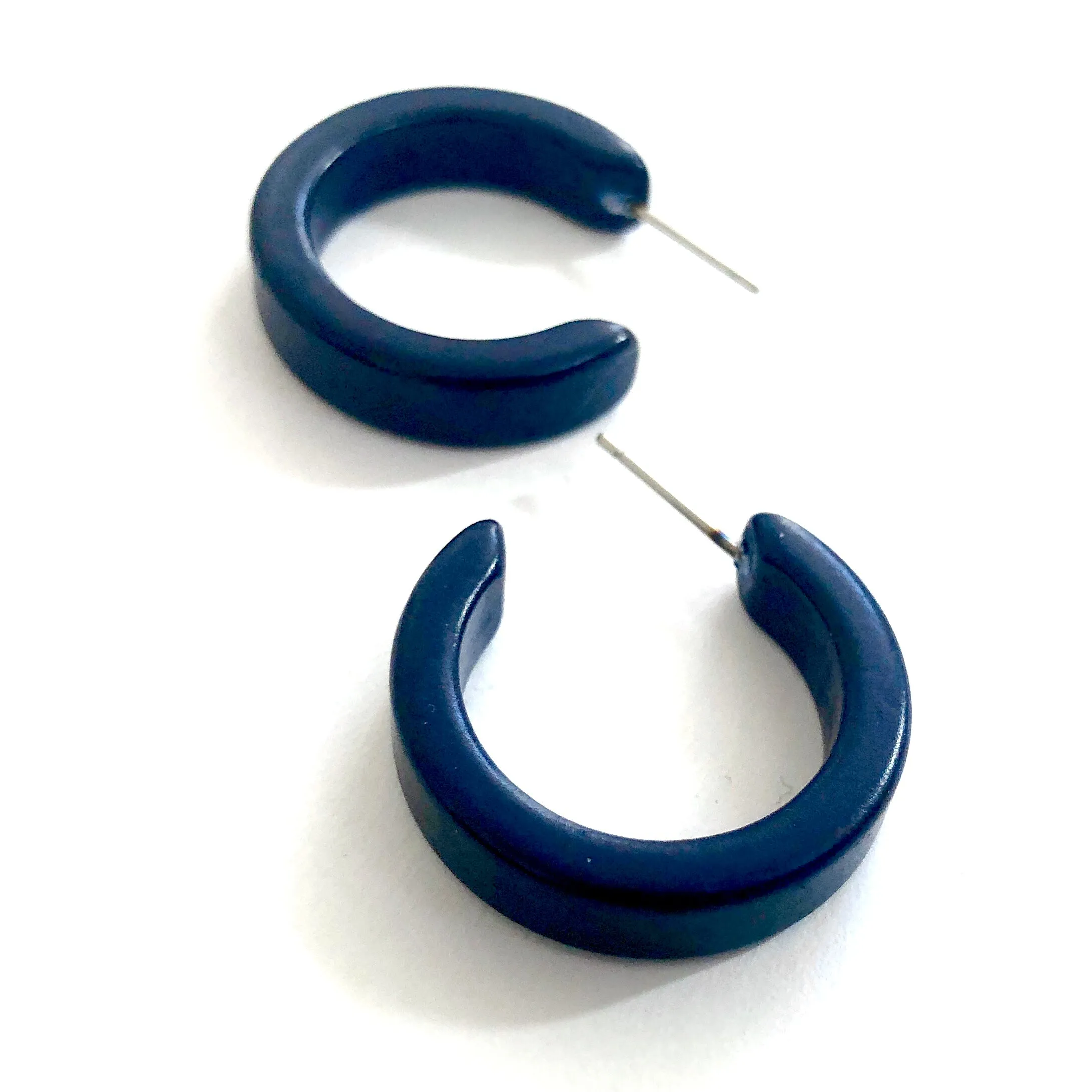 Navy Blue Mini Classic Hoop Earrings