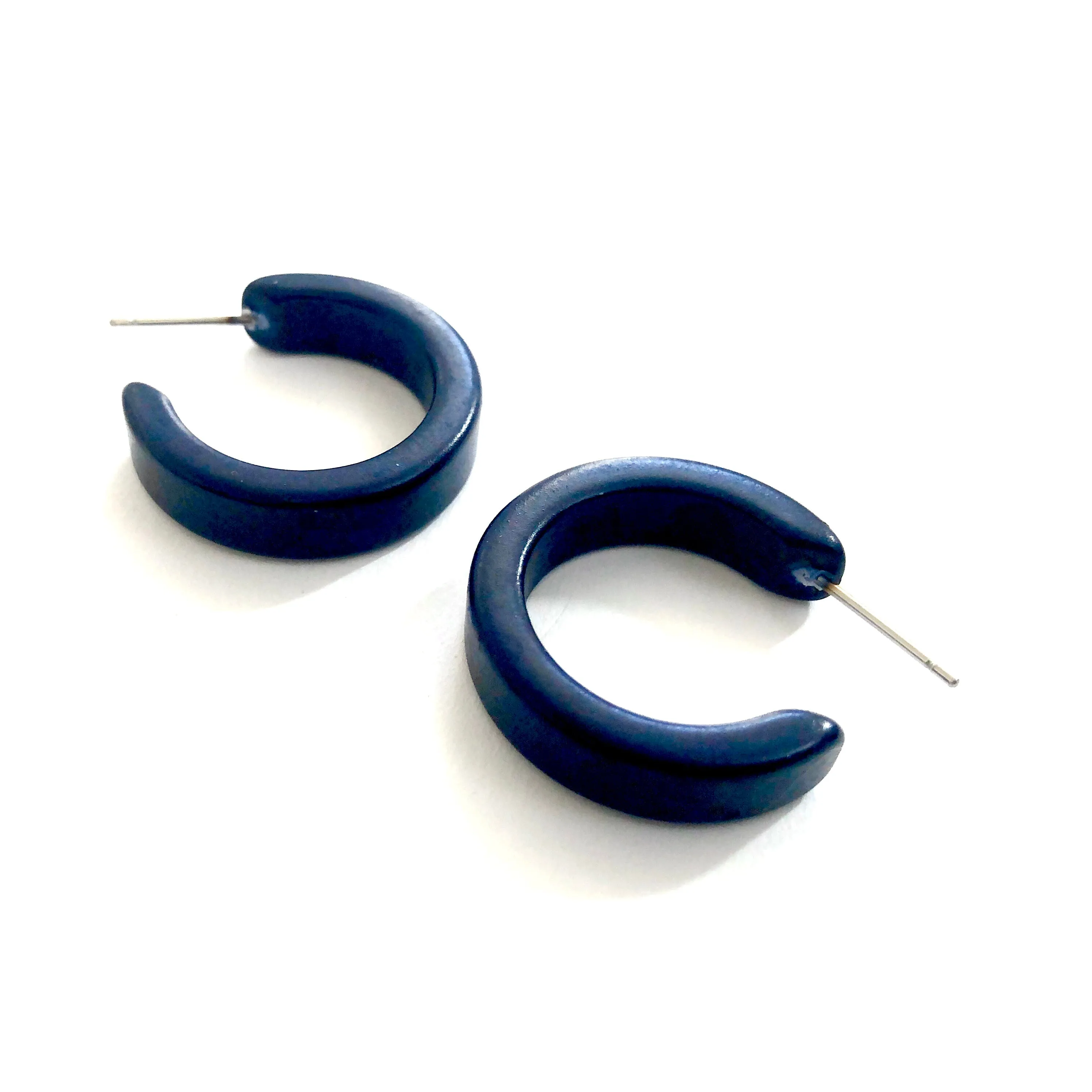 Navy Blue Mini Classic Hoop Earrings