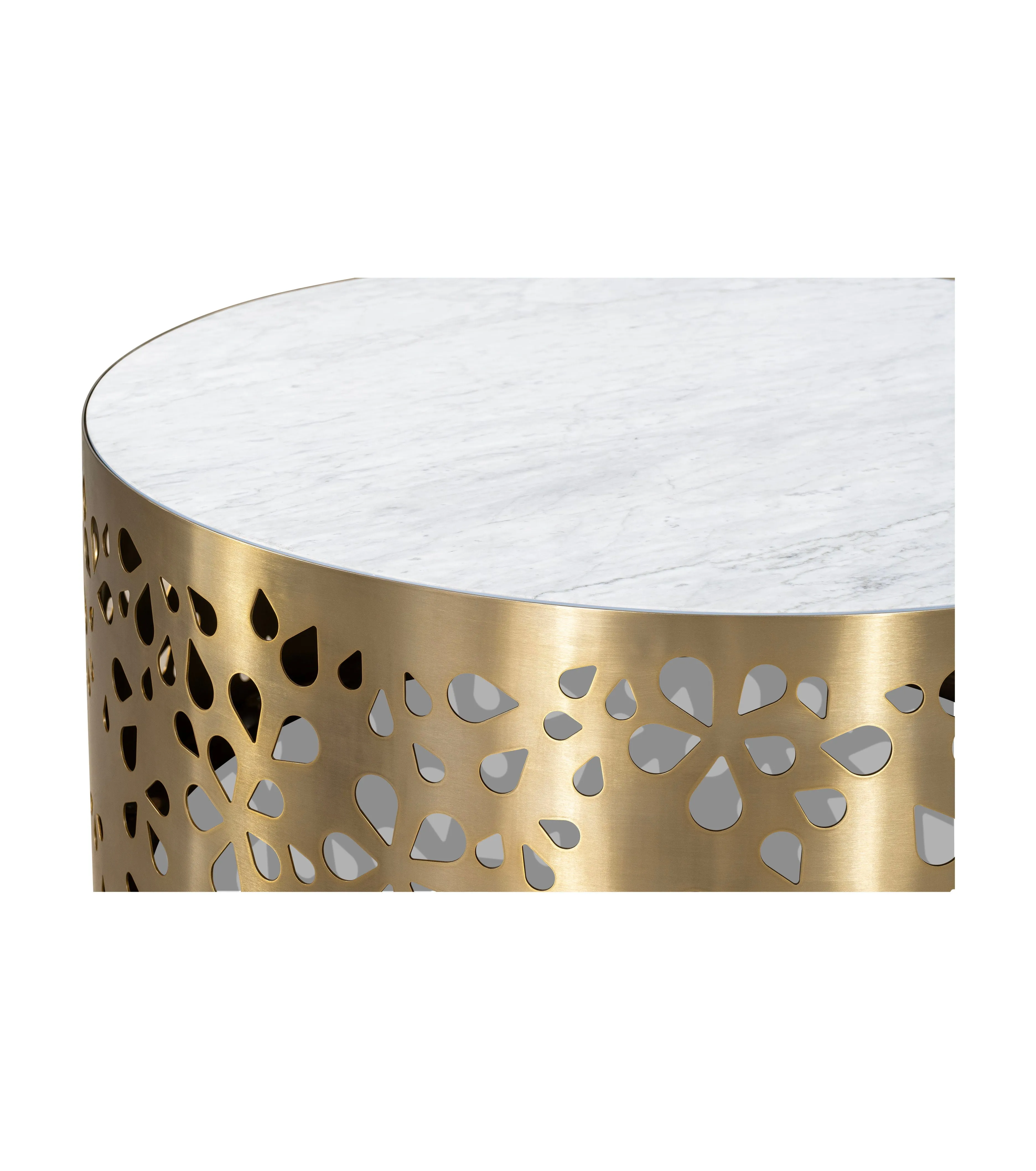 Nora - Cocktail Table - Brushed Gold / White