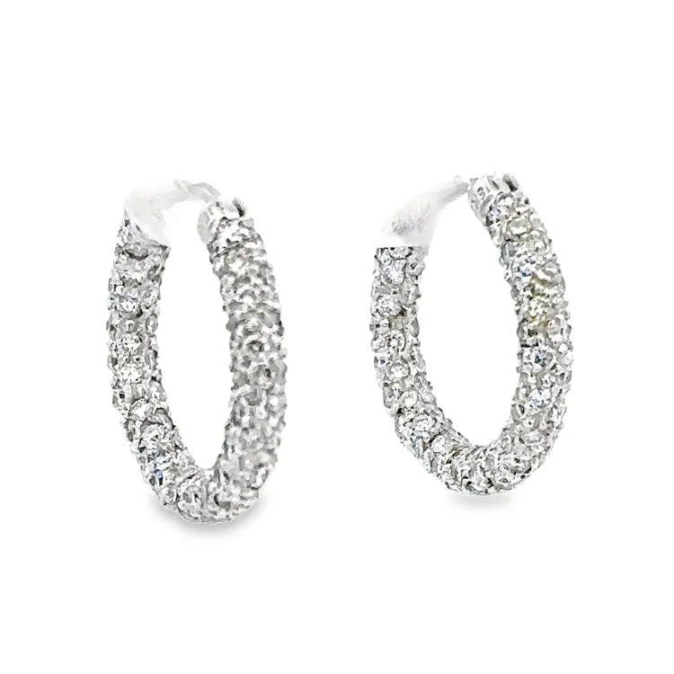 Pave' Diamond Hoop Earrings 18Kt