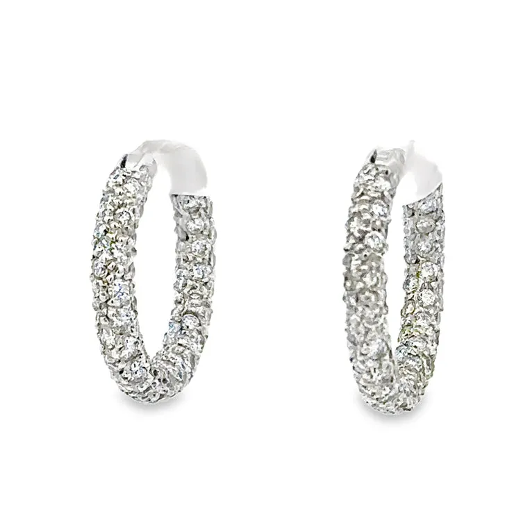 Pave' Diamond Hoop Earrings 18Kt