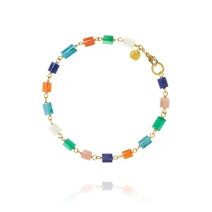 Piccolo Holiday Limited Edition 18K Gold Bracelet w. Moonstone, Onyx, Carnelian, Turquoise & Lapis