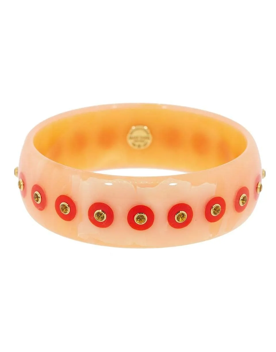 Pink Bakelite and Peridot Bangle