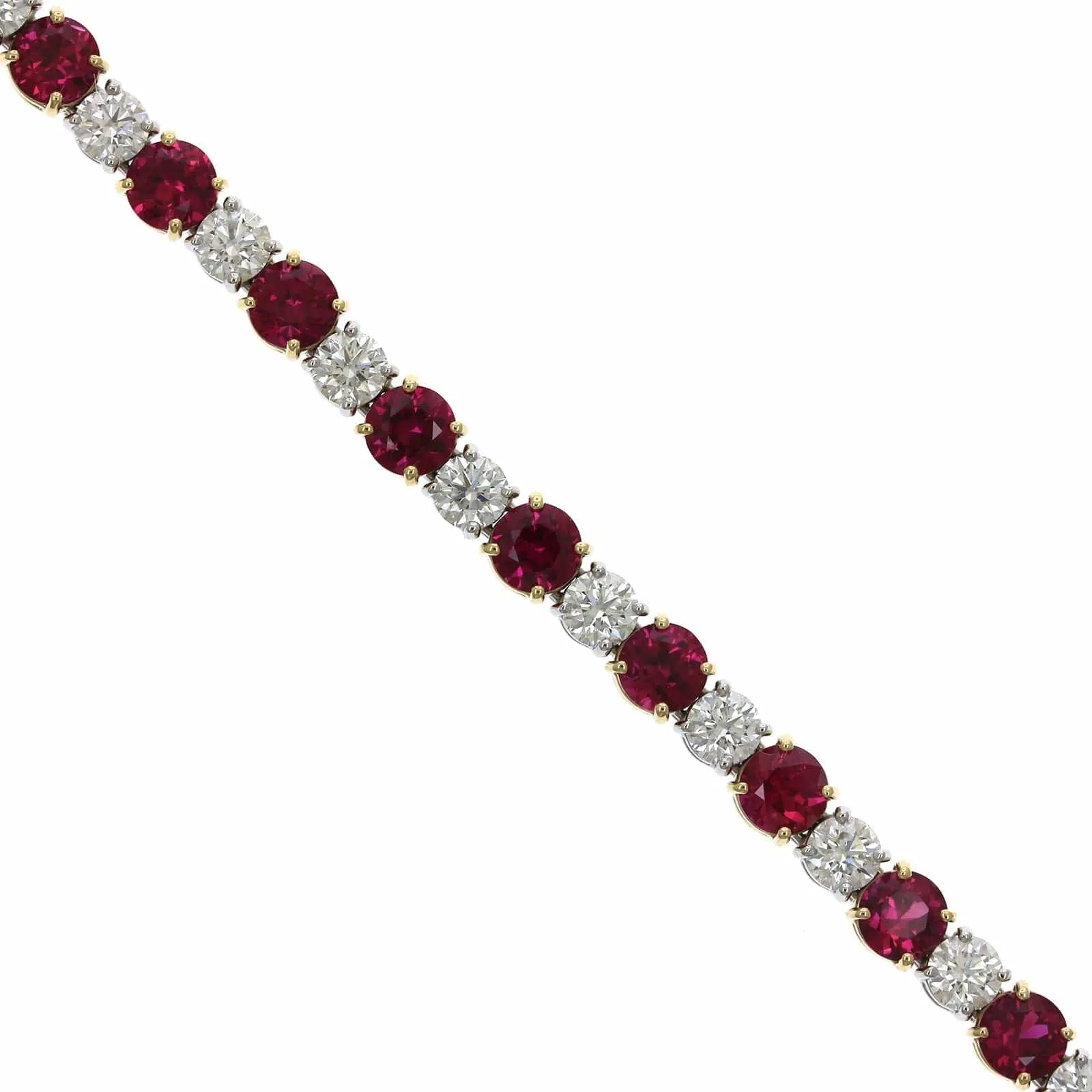 Platinum and 18K Yellow Gold Ruby and Diamond Bracelet