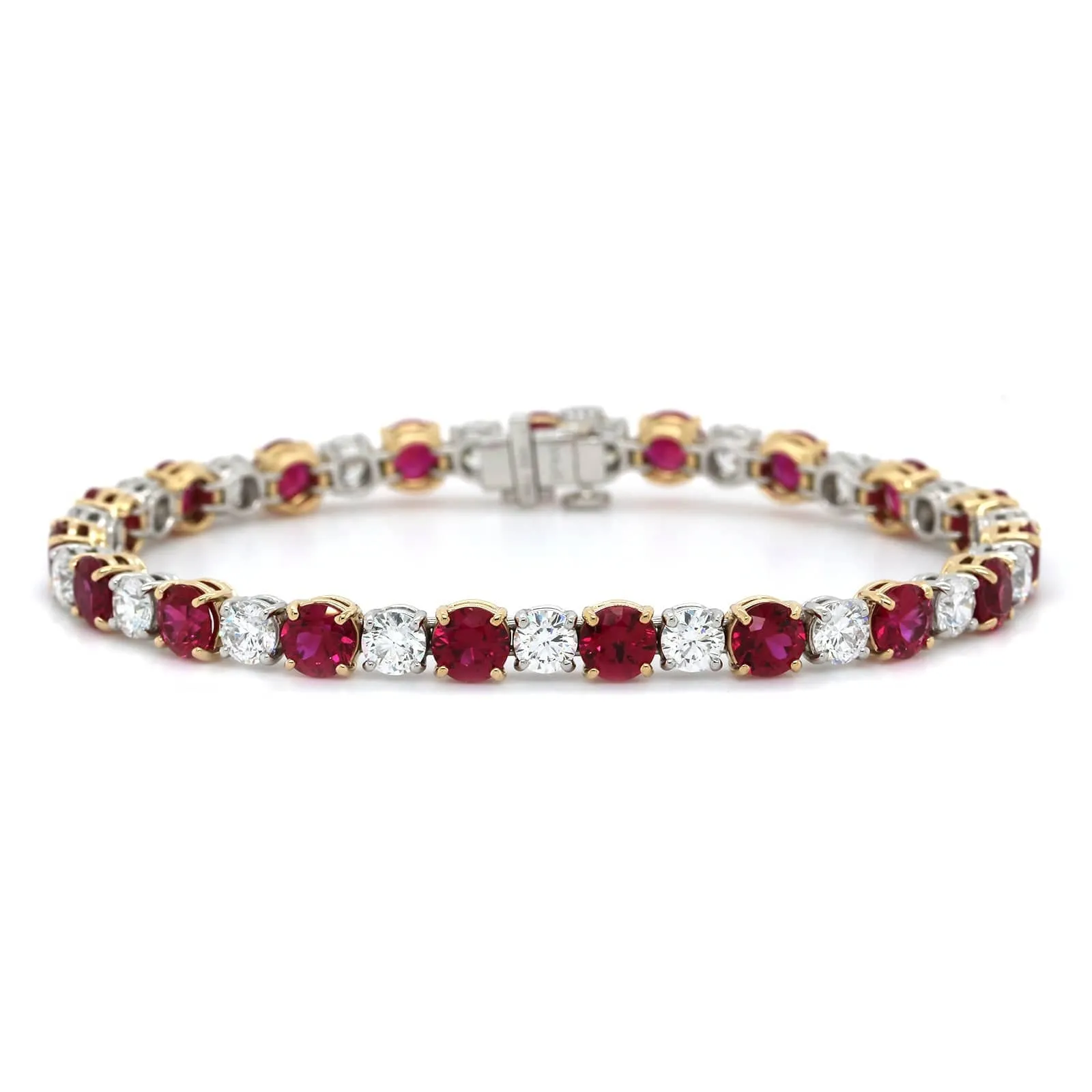 Platinum and 18K Yellow Gold Ruby and Diamond Bracelet