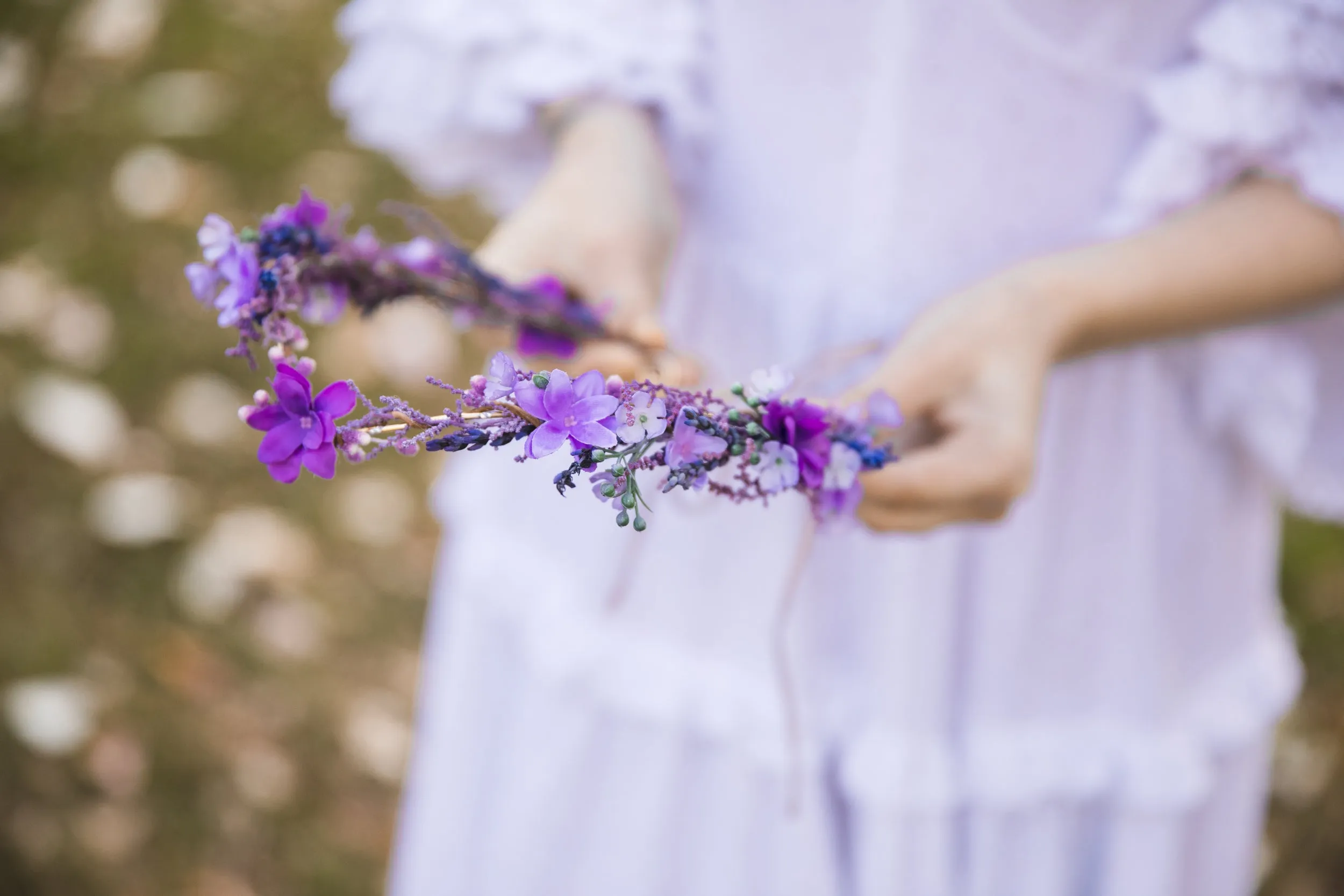 Purple flower elf tiara Lavender bridal elvish tiara Elf wedding headpiece Hair jewellery Elven photoshoot Natural fairy crown Magaela