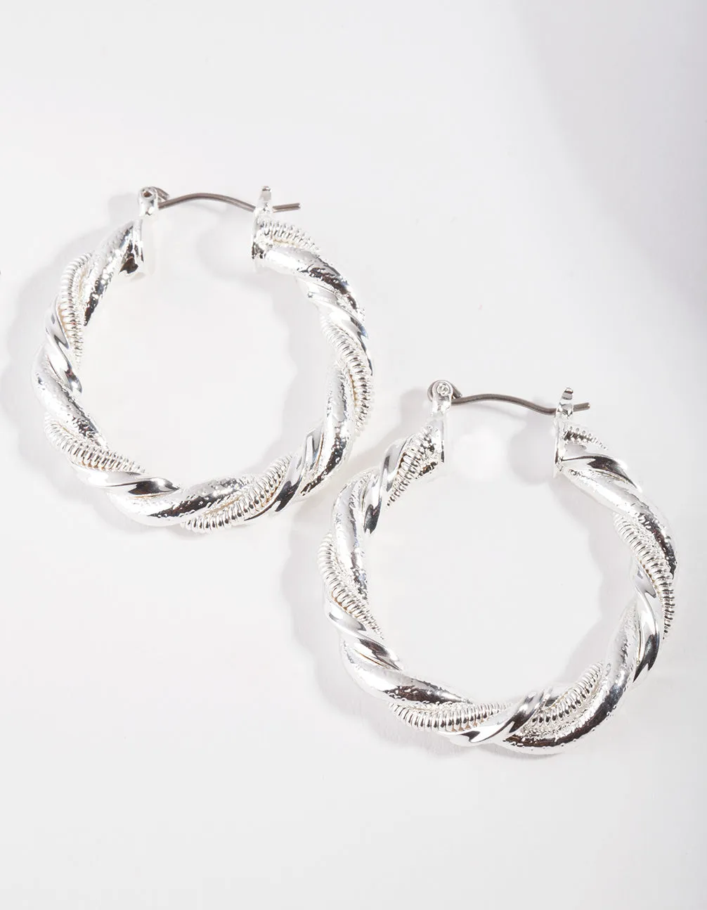 Real Silver Plated Twisted Hoop Earring