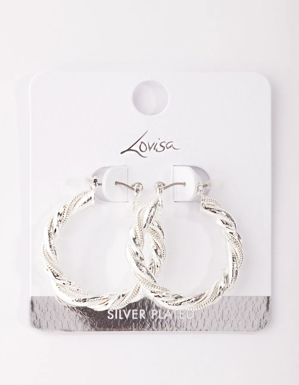 Real Silver Plated Twisted Hoop Earring