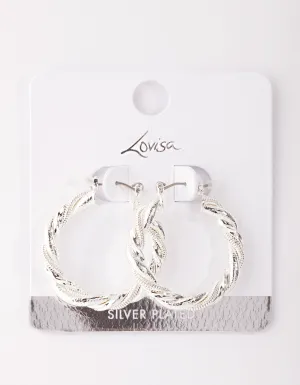 Real Silver Plated Twisted Hoop Earring