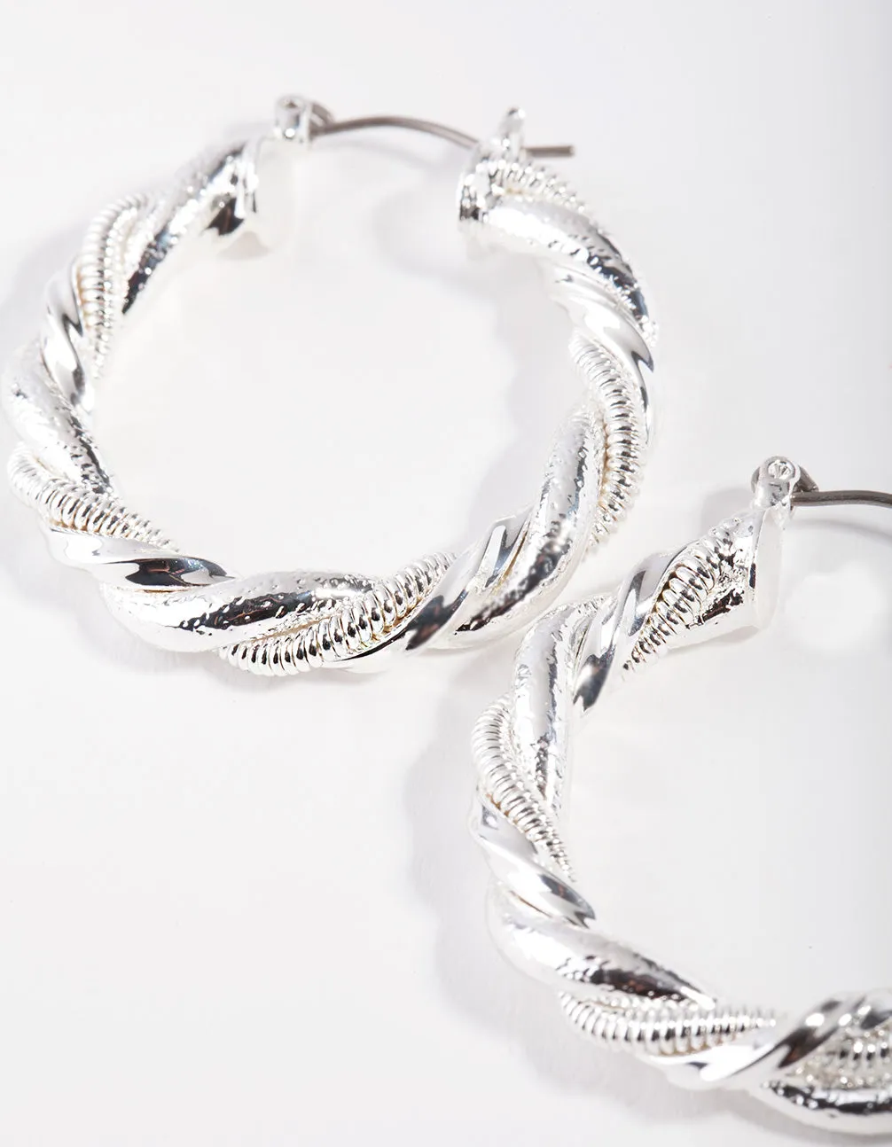 Real Silver Plated Twisted Hoop Earring