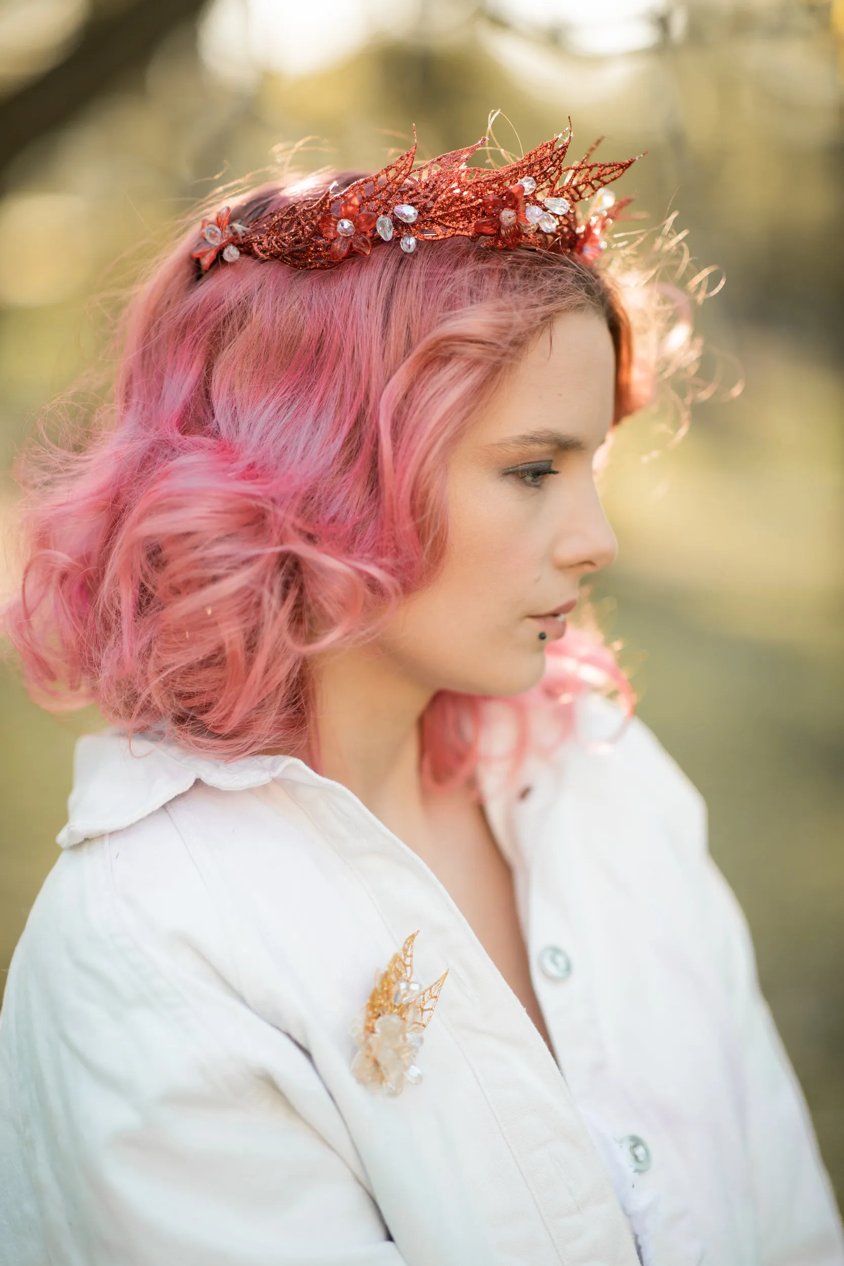 Red flower crown Bridal tiara Wedding headpiece with crystals Magaela flower crown Bride to be Elegant tiara Hair jewelry for bride Handmade