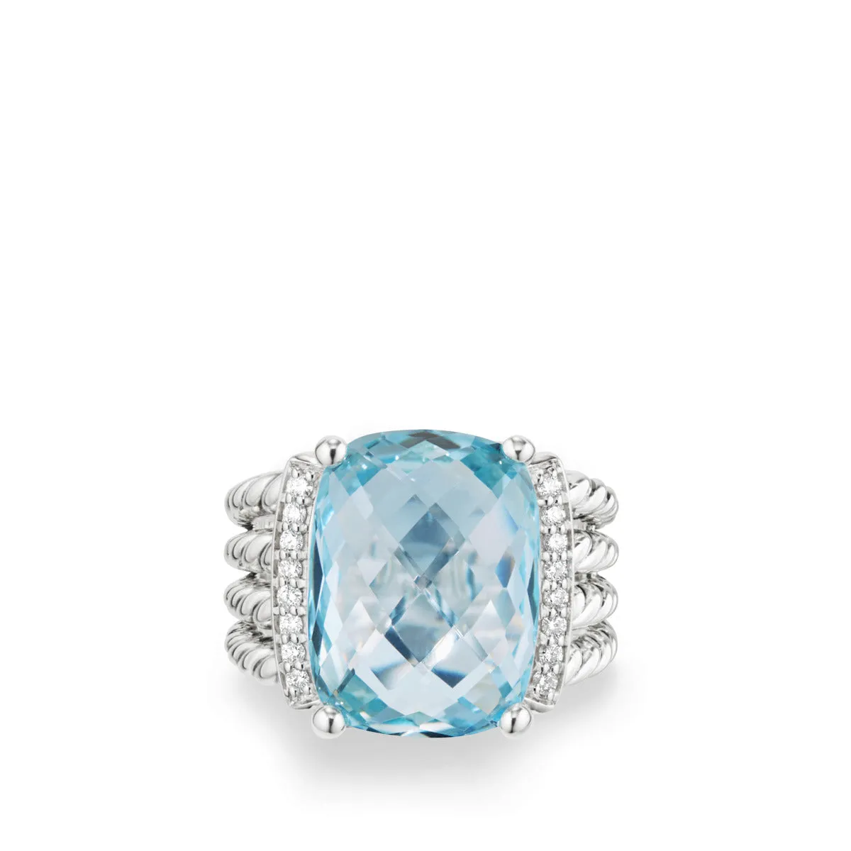 Ring with Blue Topaz and Diamonds