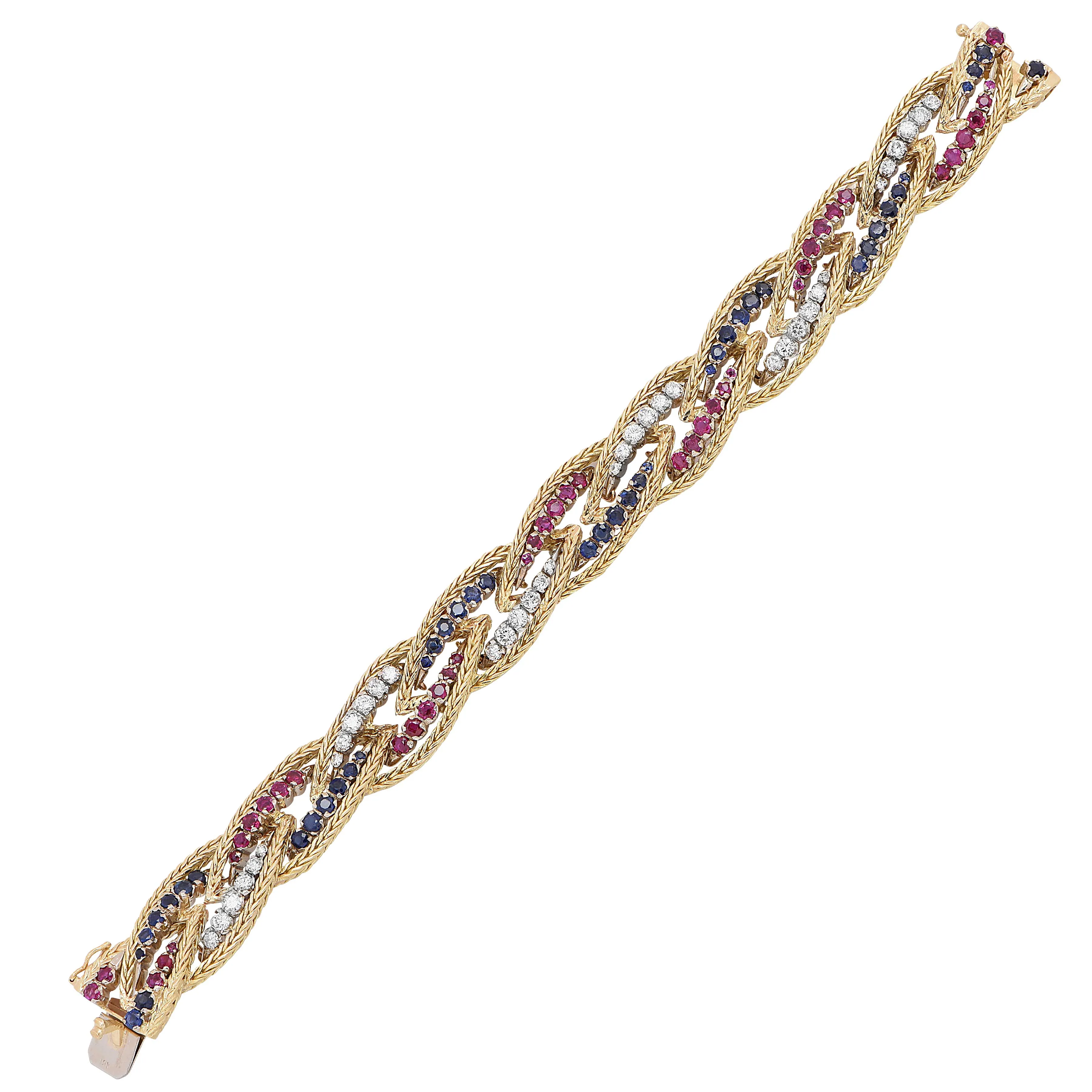 Ruby Sapphire Diamond Bracelet