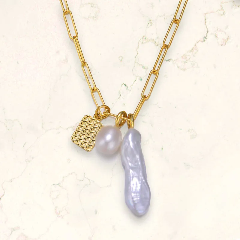 Sable Delphine Pearl Golden Link Necklace