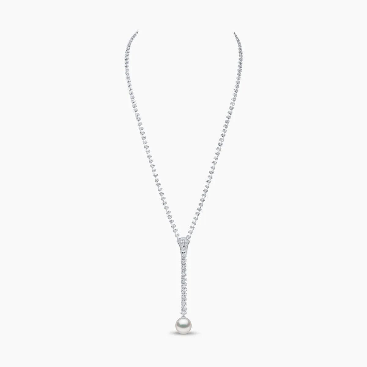 Selene 18K White Gold South Sea Pearl and Diamond Zip Necklace