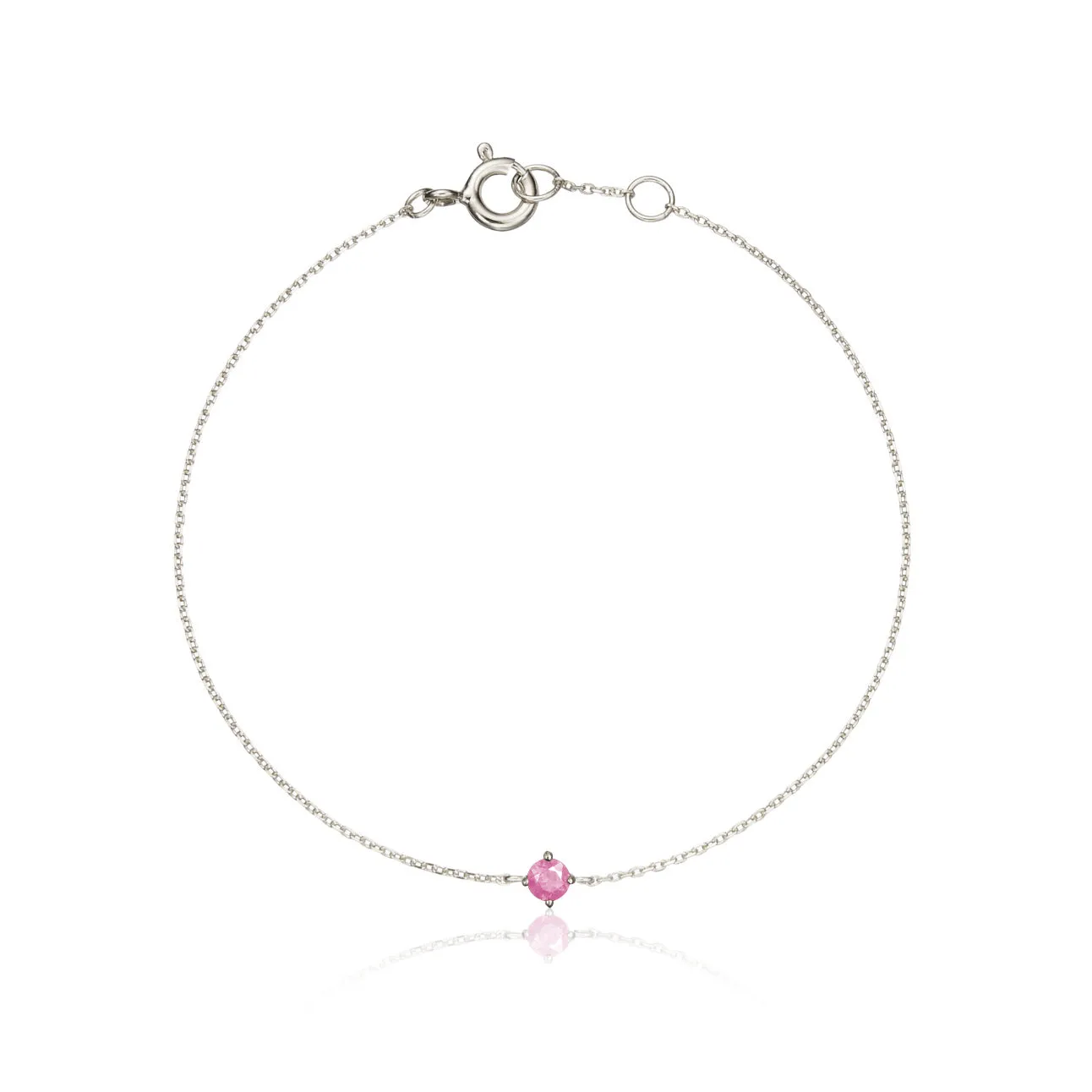 Silver Small Birthstone Pendant Bracelet