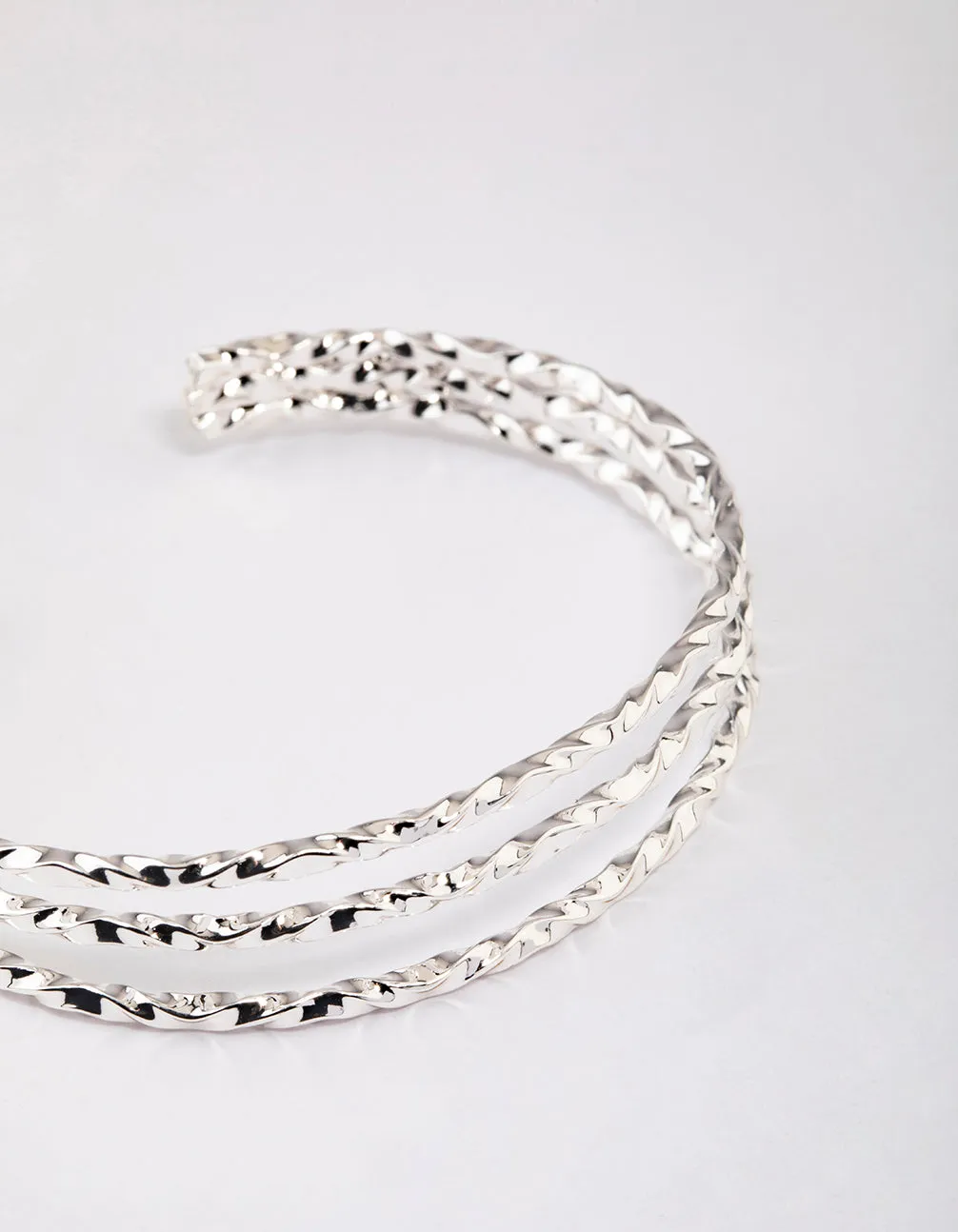 Silver Twisted Triple Row Cuff