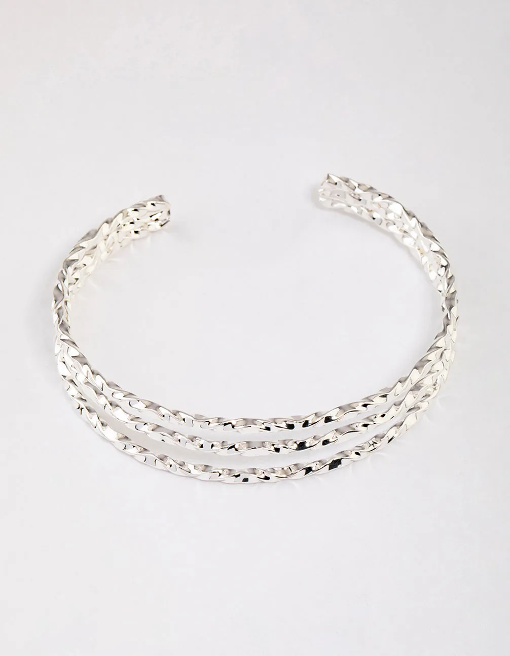 Silver Twisted Triple Row Cuff