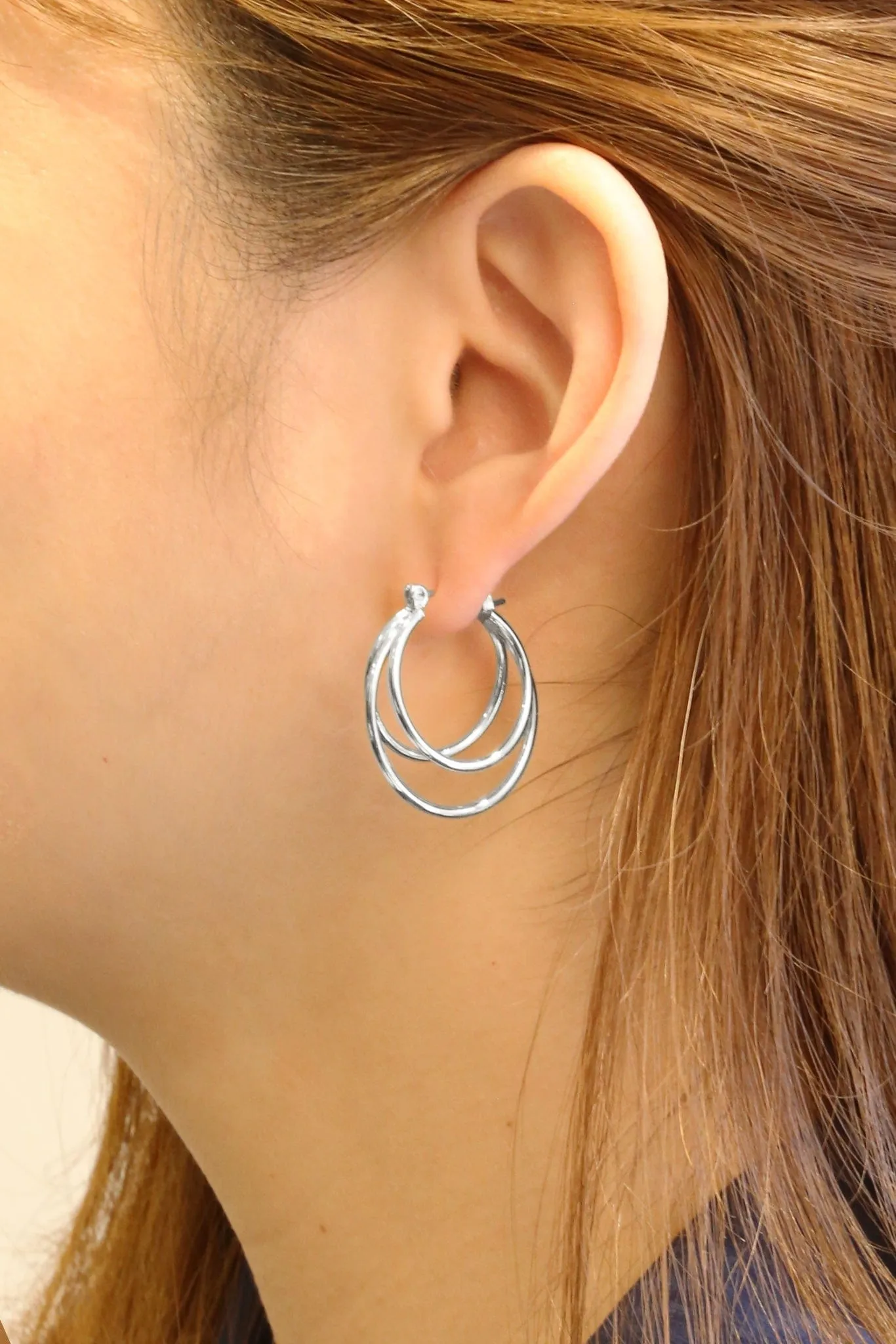 SJE310584 14K Mixed Triple Hoop Earrings