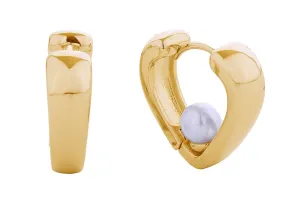 SJE310626 14K Love Pearl Huggie Hoop Earrings