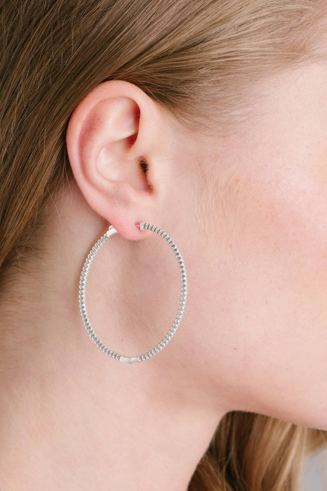 Small Pave Hoop Earrings in Gold