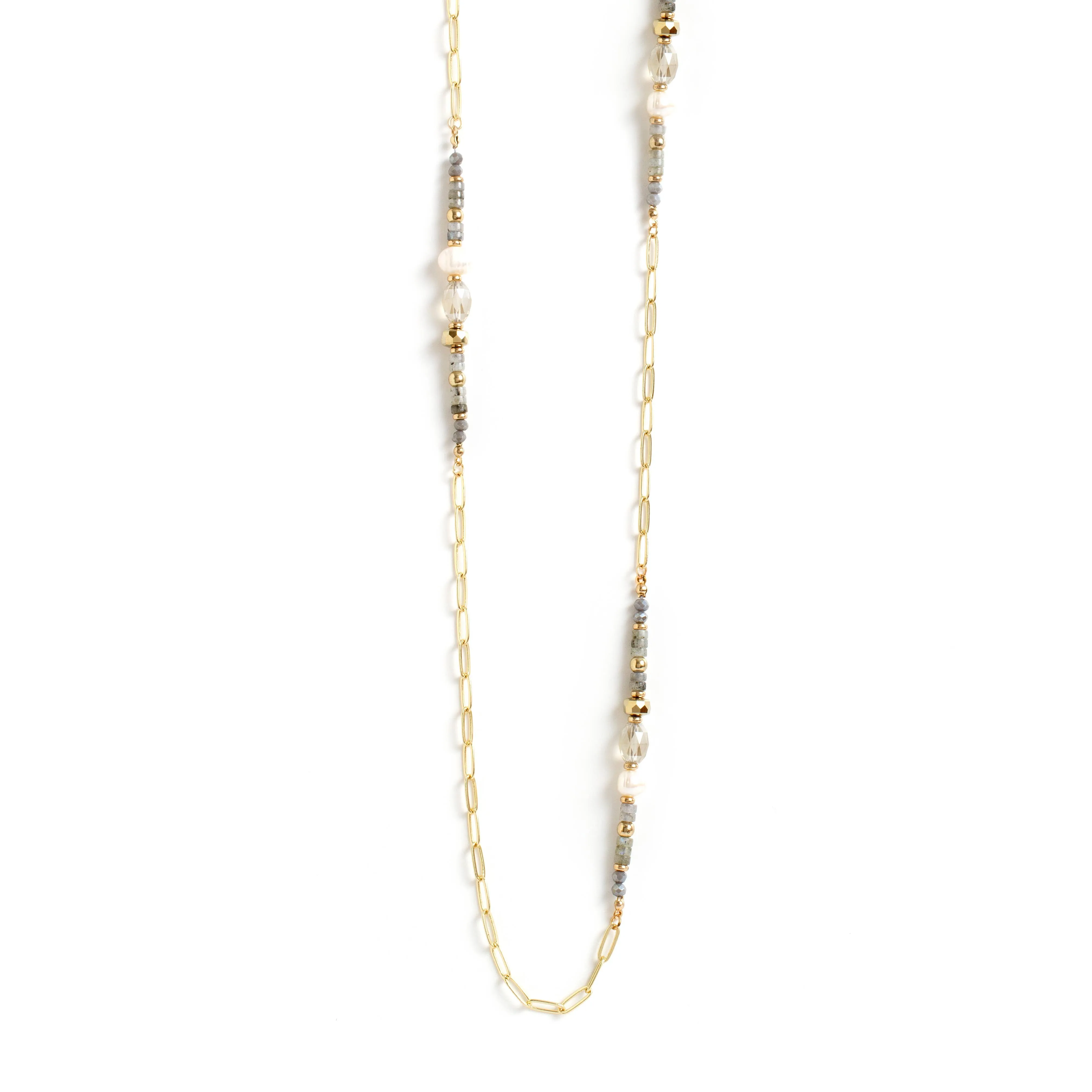 Splendid Iris Long Link Chain Necklace - Gold