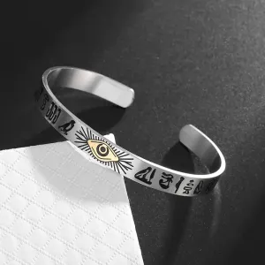 Stainless Steel Eye of God Ancient Egyptian Totem Bracelet for Men Retro Punk Cuff Bracelet Fashion Casual Charm Jewelry