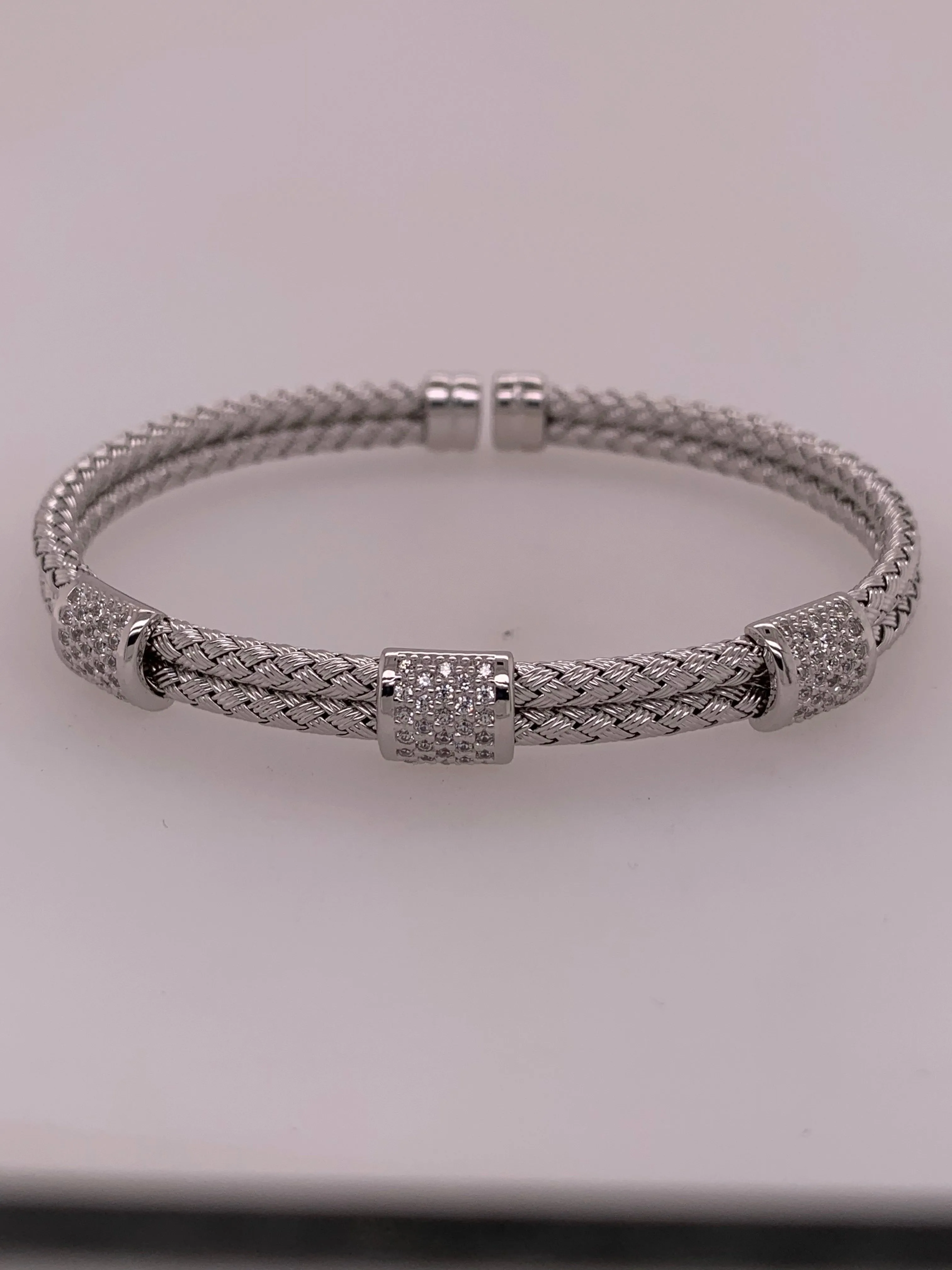 Sterling Silver/ CZ Cuff Bracelet