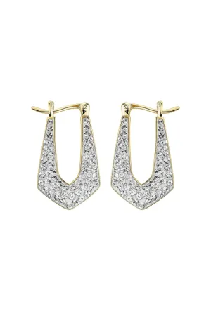 Sterling Silver Gold Plated Crystal Crystal Geo Hoop Earrings