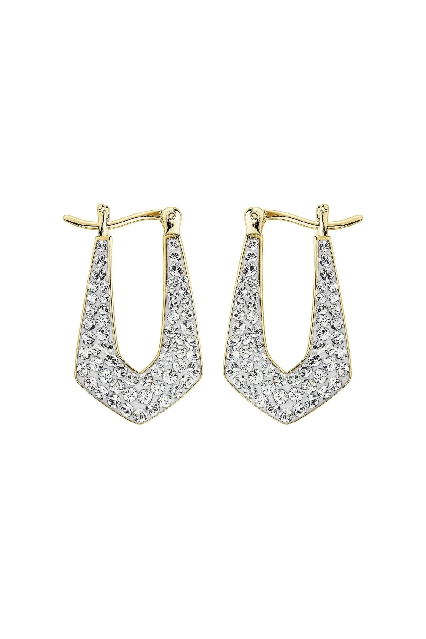 Sterling Silver Gold Plated Crystal Crystal Geo Hoop Earrings