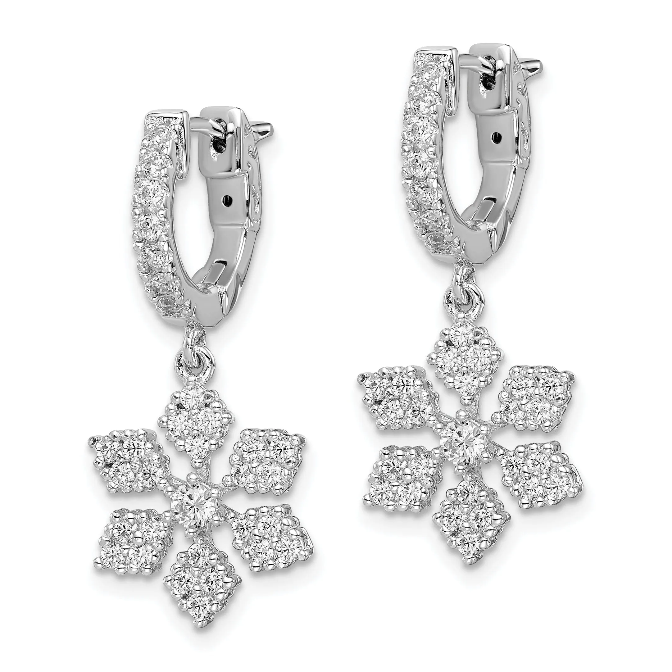 Sterling Silver Hoop Snowflake Earrings