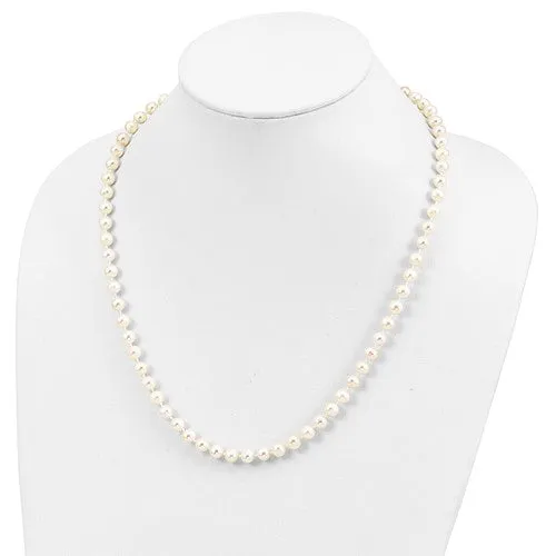 Sterling Silver Rhodium-plated 6-7mm White FWC Pearl Necklace