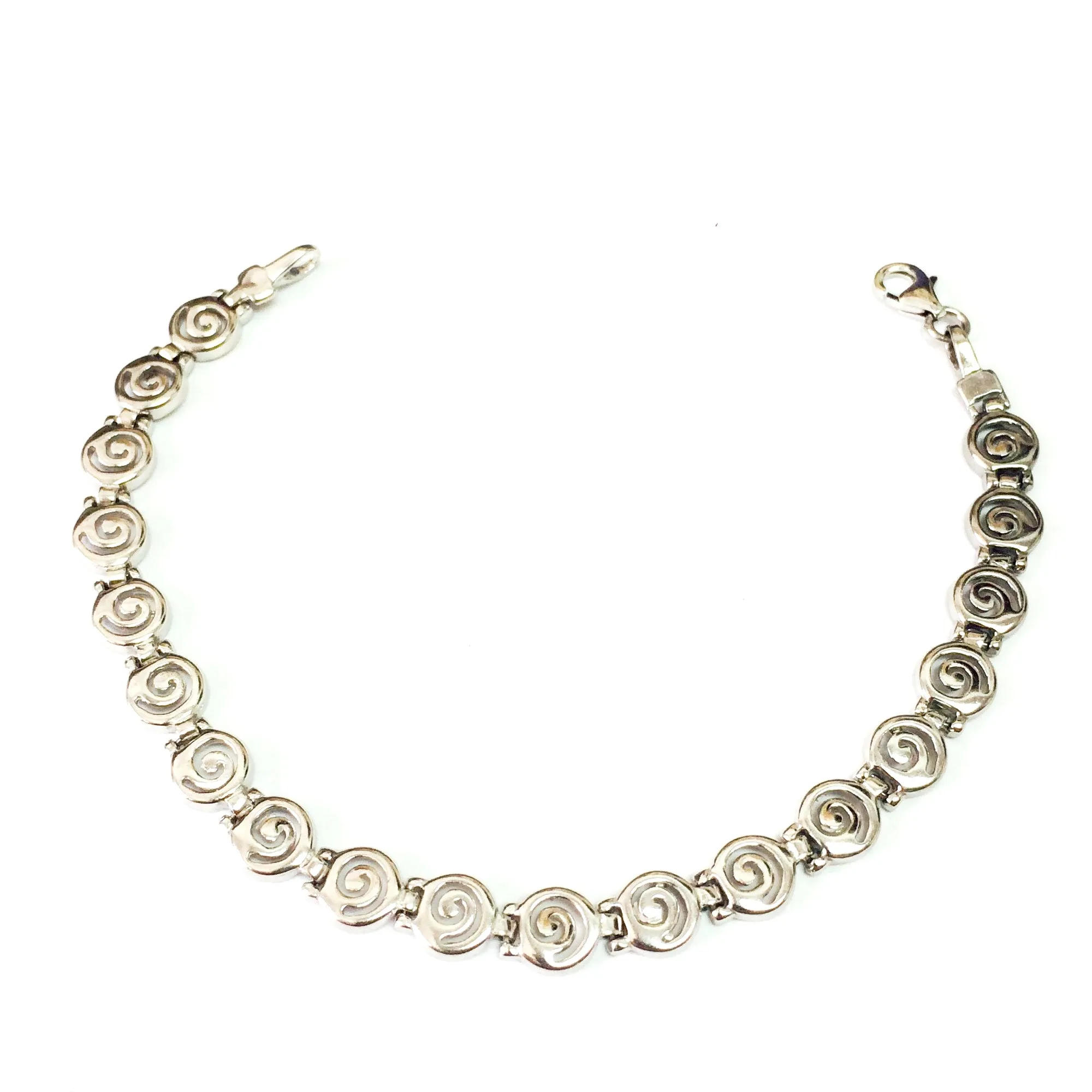 Sterling Silver Rhodium Plated Greek Spira Bracelet, 7.25"