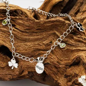 Sterling Silver Shamrock Charm Bracelet