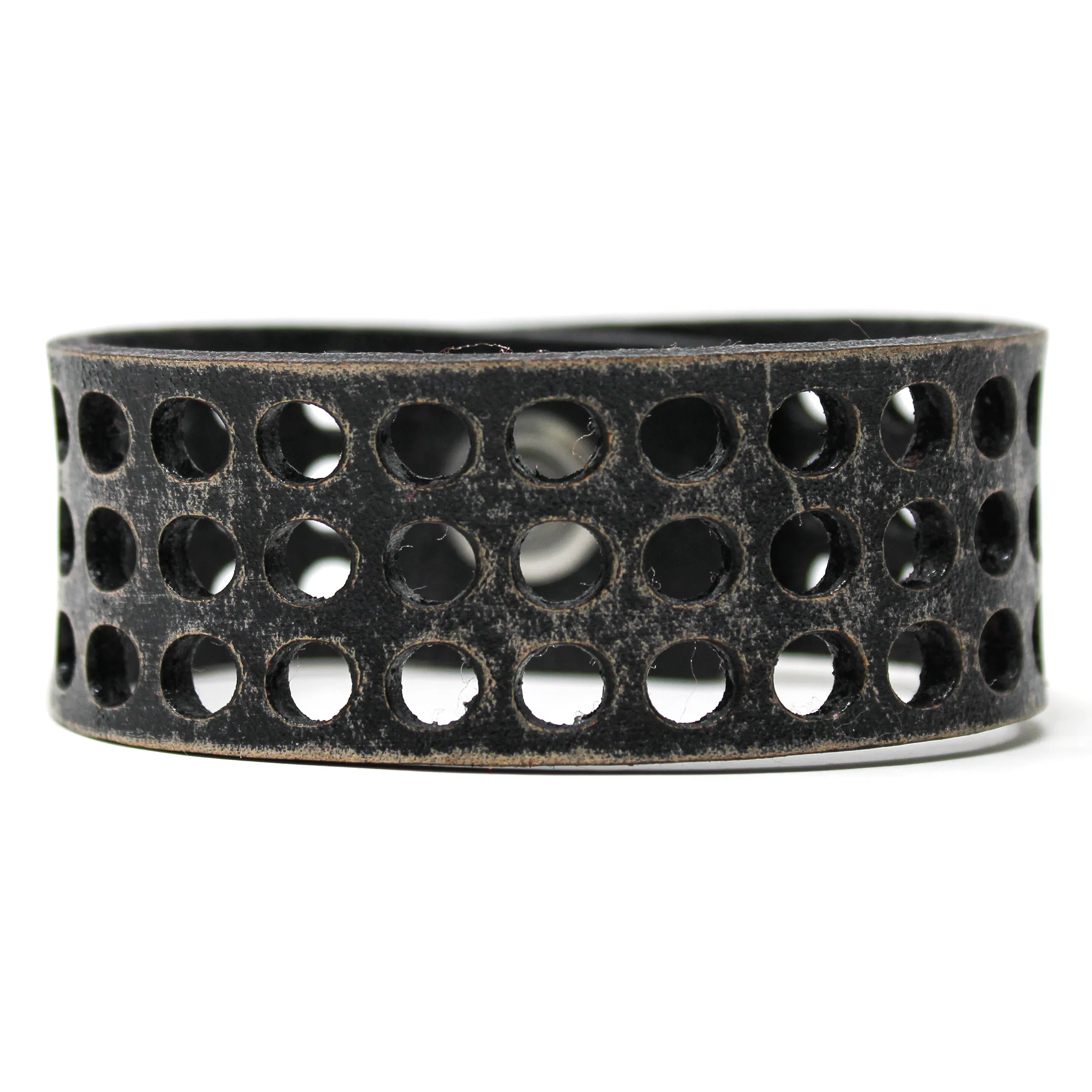 Unisex Leather Cuff - Circles Cut Cuff