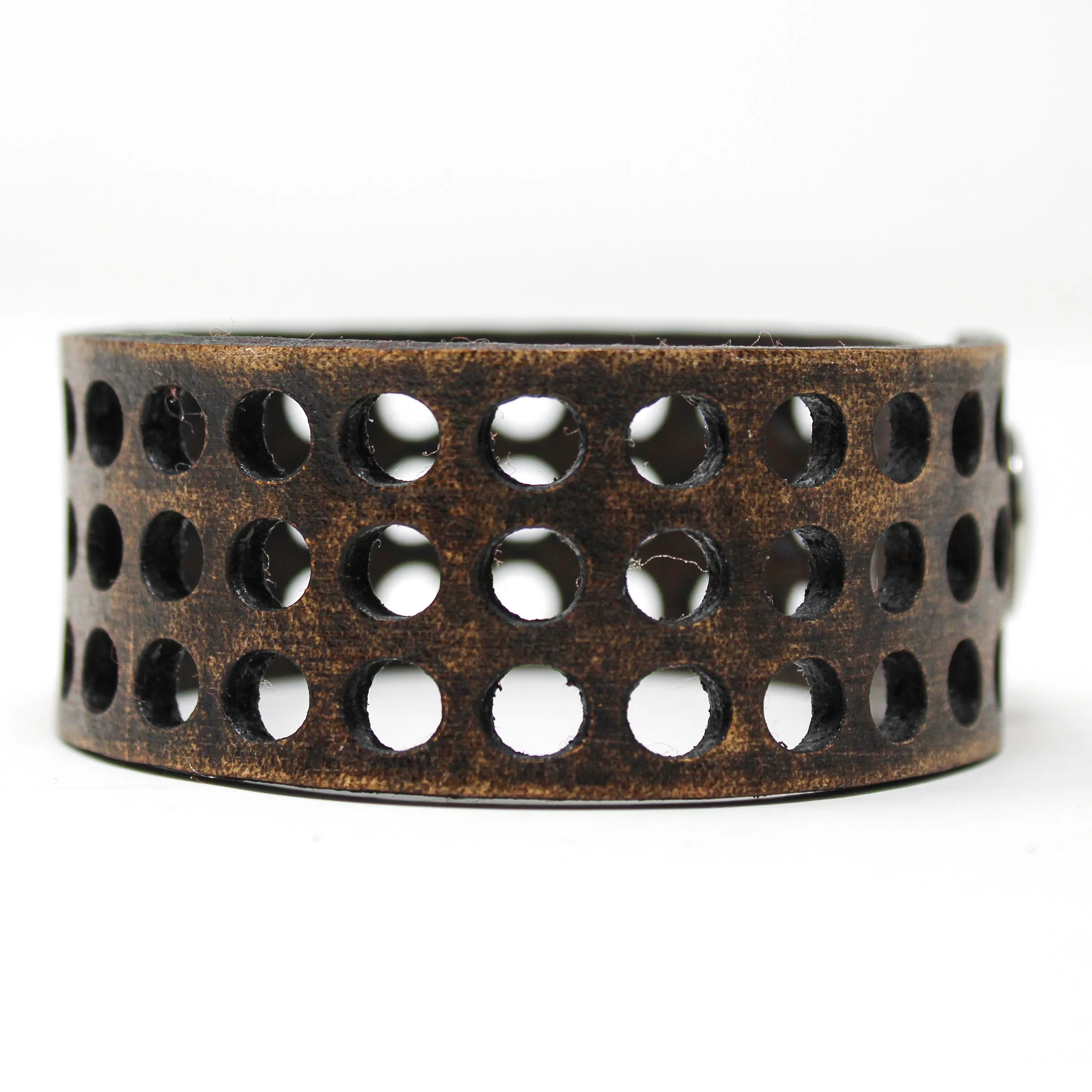 Unisex Leather Cuff - Circles Cut Cuff