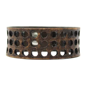 Unisex Leather Cuff - Circles Cut Cuff