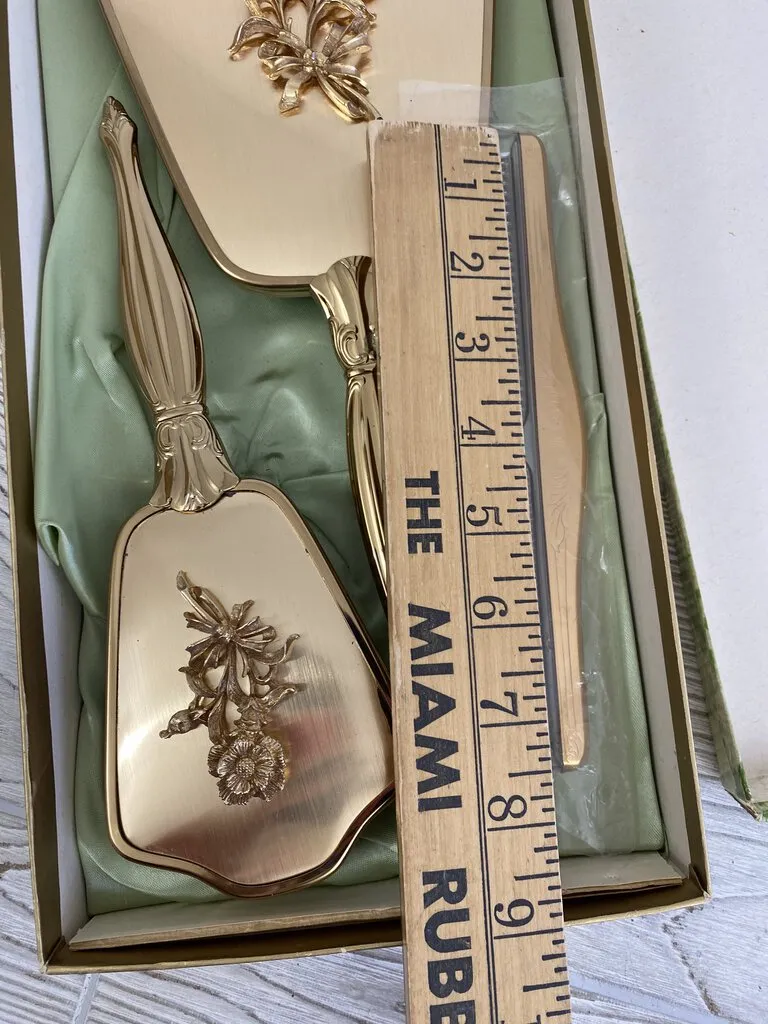 Vintage Lady Fair Gold Tone Vanity Set Mirror, Brush, Comb /rb