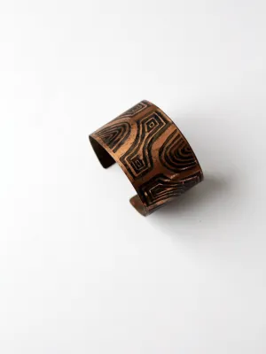 vintage signed copper cuff bracelet