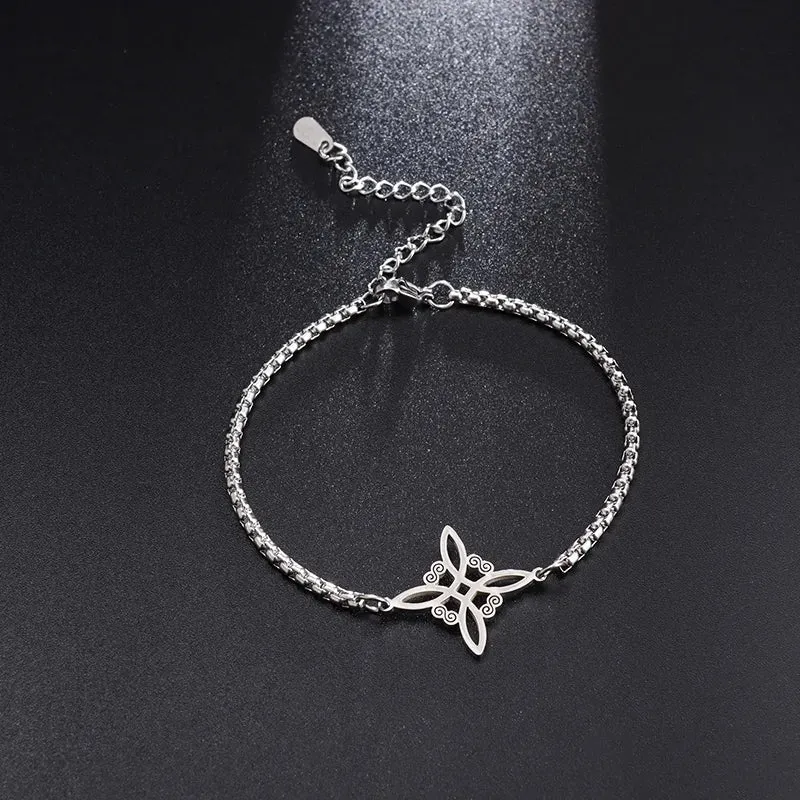 Witch Knot Cuff Bracelet Stainless Steel Pagan Witchcraft Symbol Magic Knot Good Luck Amulet Bangls Celtic Knot Jewelry