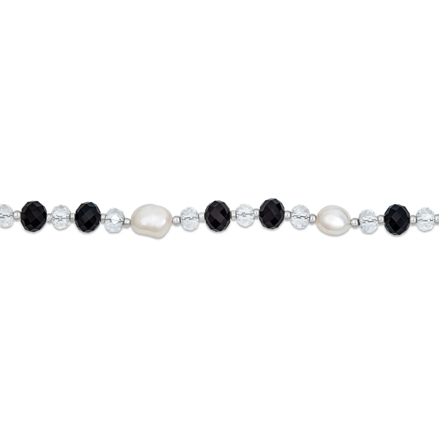 Wrap 40" Black & White Crystal Freshwater Cultured Pearl Strand Necklace