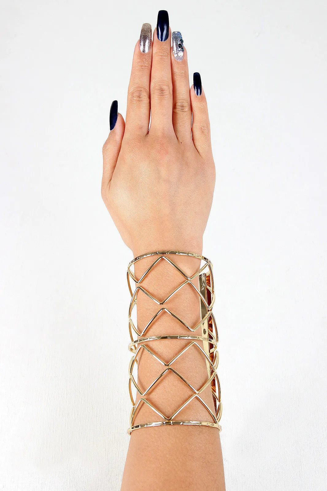 ZigZag Grid Caged Cuff Bracelet