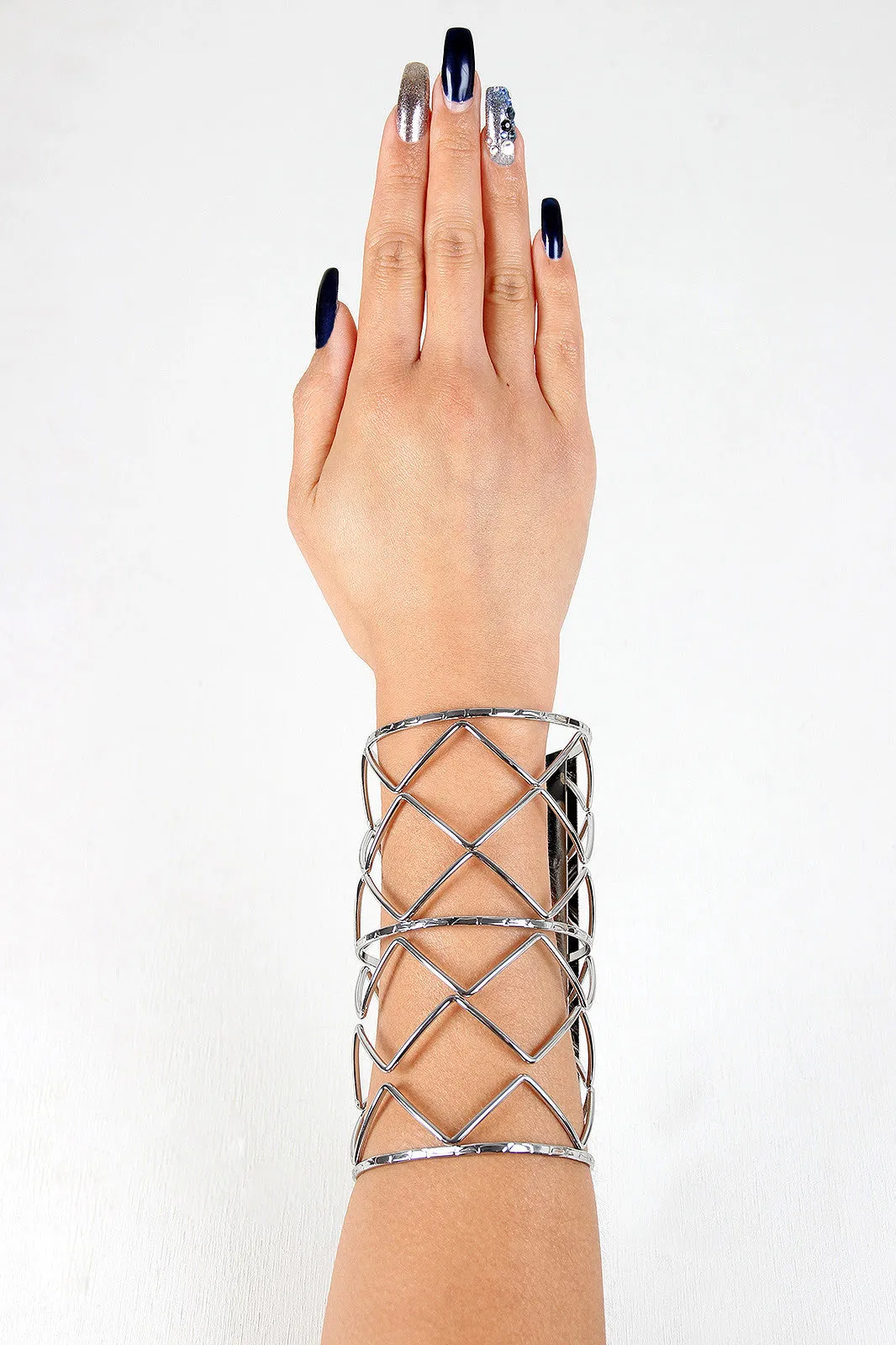 ZigZag Grid Caged Cuff Bracelet